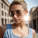 Trendy Rimless Y2K Shield Sunglasses - Light Purple