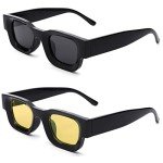 Thick Rectangle Polarized 90s Sunglasses for Everyone