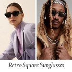 Thick Rectangle Polarized 90s Sunglasses for Everyone