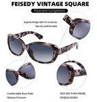 FEISEDY Vintage Square Polarized Sunglasses - Havana