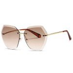 AEVOGUE Women’s Oversized Rimless Diamond Sunglasses
