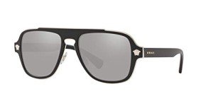 Versace Men's Black Frame Sunglasses with Grey Lenses