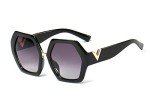 Trendy Oversized Hexagonal Women's Sunglasses (Black)