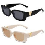 Trendy Vintage 90s Rectangular Sunglasses for Women