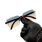 Trendy Rimless Square Gold Frame Sunglasses