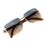 Trendy Rimless Square Gold Frame Sunglasses