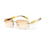 Retro Gold Frame Rimless Orange Gradient Sunglasses