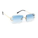 Trendy Baby Blue Rimless Square Sunglasses