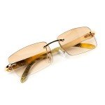 Retro Gold Frame Rimless Orange Gradient Sunglasses