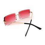 FEISEDY Vintage Rimless Rectangle Sunglasses - Red