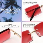 FEISEDY Vintage Rimless Rectangle Sunglasses - Red
