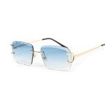 Trendy Baby Blue Rimless Square Sunglasses