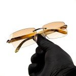 Retro Gold Frame Rimless Orange Gradient Sunglasses