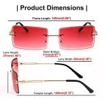 FEISEDY Vintage Rimless Rectangle Sunglasses - Red