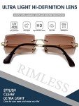 Vintage Rimless Square Sunglasses in Gradient Brown