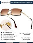 Vintage Rimless Square Sunglasses in Gradient Brown