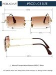 Vintage Rimless Square Sunglasses in Gradient Brown