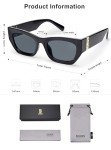 Trendy Black/Grey Rectangle Cateye Sunglasses SJ2296