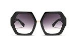 Trendy Oversized Hexagonal Women's Sunglasses (Black)