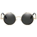 Dollger Retro Round Gold Metal Sunglasses