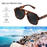 FEISEDY Vintage Double Bridge Aviator Sunglasses