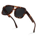 FEISEDY Vintage Double Bridge Aviator Sunglasses