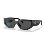 Tory Burch Black/Grey Rectangular Sunglasses + Eyewear Kit