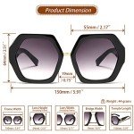 Trendy Oversized Hexagonal Women's Sunglasses (Black)
