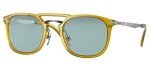 Persol Square Sunglasses, Miele/Antique Blue, 50mm
