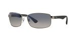 Ray-Ban RB3478 Gunmetal Rectangular Sunglasses with Blue Lenses
