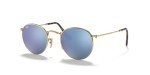 Ray-Ban Round Flat Lens Sunglasses, Gold/Blue 50mm