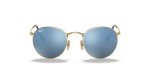 Ray-Ban Round Flat Lens Sunglasses, Gold/Blue 50mm