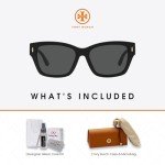 Tory Burch 53MM Black/Grey Rectangular Sunglasses Bundle