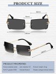 4 Pairs Vintage Rimless Rectangle Sunglasses for All