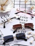 4 Pairs Vintage Rimless Rectangle Sunglasses for All