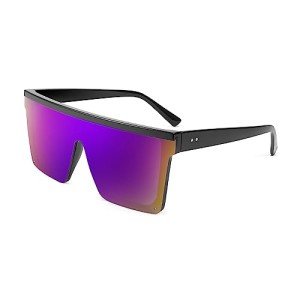 Trendy Flat Top Oversized UV400 Sunglasses