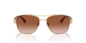 COACH Women's Shiny Gold Brown Aviator Sunglasses