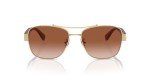 COACH Women's Shiny Gold Brown Aviator Sunglasses