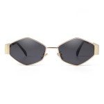 Hexagon Retro Gold Metal Sunglasses for Women