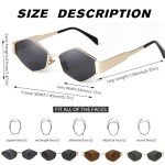 Hexagon Retro Gold Metal Sunglasses for Women