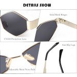 Hexagon Retro Gold Metal Sunglasses for Women