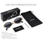 Hexagon Retro Gold Metal Sunglasses for Women