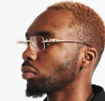 JUDOO Rimless Rectangle Sunglasses with UV400 Protection