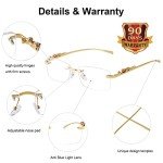 JUDOO Rimless Rectangle Sunglasses with UV400 Protection