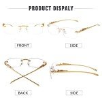 JUDOO Rimless Rectangle Sunglasses with UV400 Protection