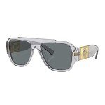 Versace Transparent Grey Pillow Sunglasses with Blue Lens