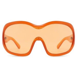Trendy Orange Oversized Wrap Around Sunglasses