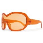 Trendy Orange Oversized Wrap Around Sunglasses