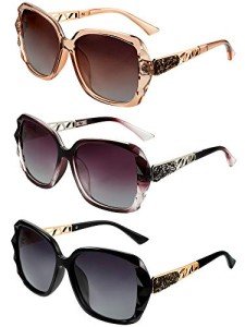 Women’s Vintage Oversized Polarized Sunglasses - 3 Pack