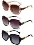Women’s Vintage Oversized Polarized Sunglasses - 3 Pack